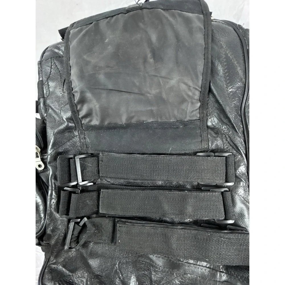 Diamond Plate Buffalo Leather Motorcycle Storage Bag Luggage